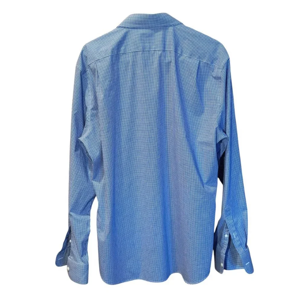 J.Crew Flex Wrinkle-Free‎ Blue Gingham Dress Shirt XL (17-17½)